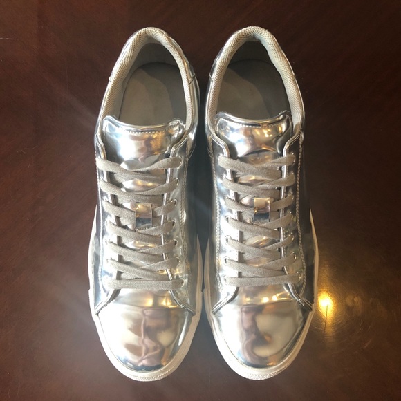 Zara Other - Zara Man Shiny Silver Low Top Sneakers Shoes US12